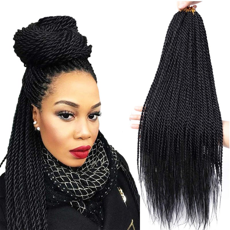 NAYOO Senegalese Twist Crochet Hair for black women 22 Inch 8 Packs Crochet Braids hair 34~35 Stands/Pack small Crochet Hair Hot Water Setting(22 Inch, 1B) - Image 1